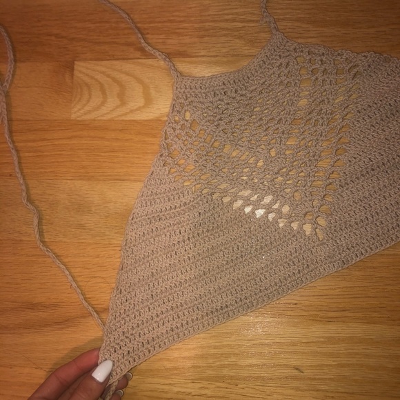 Nude Crochet Halter Beach Top - Picture 4 of 5